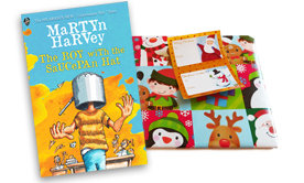 The Boy with the Saucepan Hat by Martyn Harvey pre-wrapped (Santa with Reindeer)